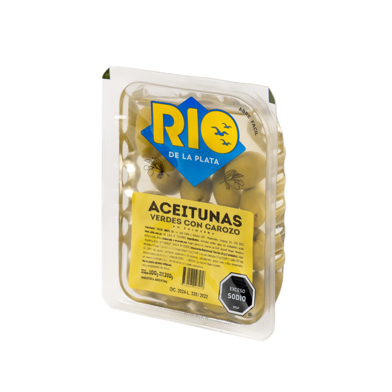 7730205107916 ACEITUNA RIO DE LA PLATA C/CAROZO 200 GRS. BANDEJA (10791)