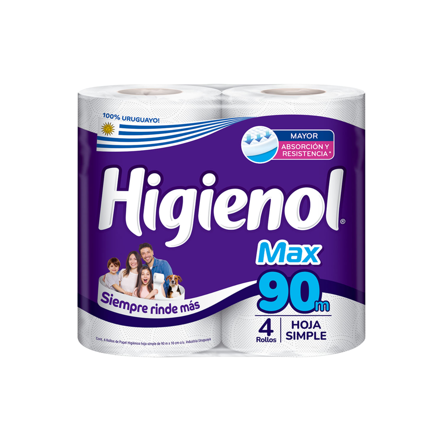 7730219009190 PAPEL HIGIENICO HIGIENOL MAX PLUS 4 UN. 90 M. (919)