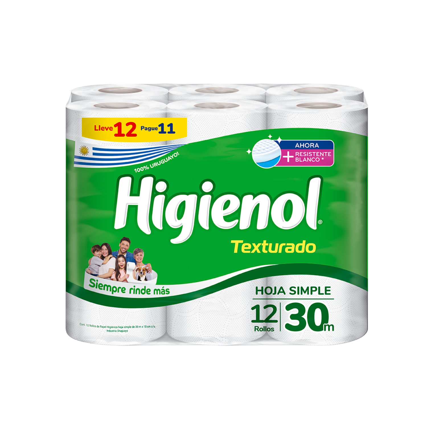 7730219009350 PAPEL HIGIENICO HIGIENOL TEXTURADO BCO. 12 UN.. 30 M. OFERTA
