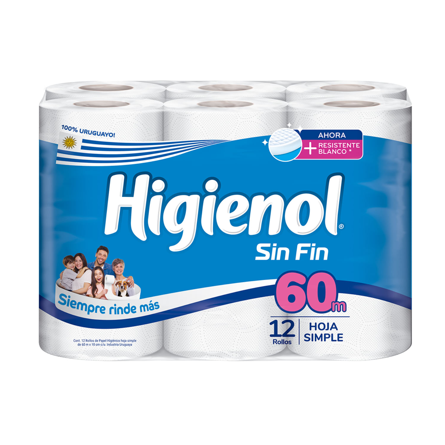 7730219009398 PAPEL HIGIENICO HIGIENOL SIN FIN PLUS 12 UN. 60 M.