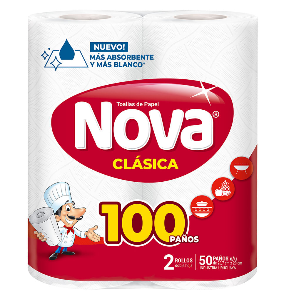 7730219013159 TOALLAS PAPEL P/COCINA SUSSEX CLASICO X 2 UN. 100 HOJAS