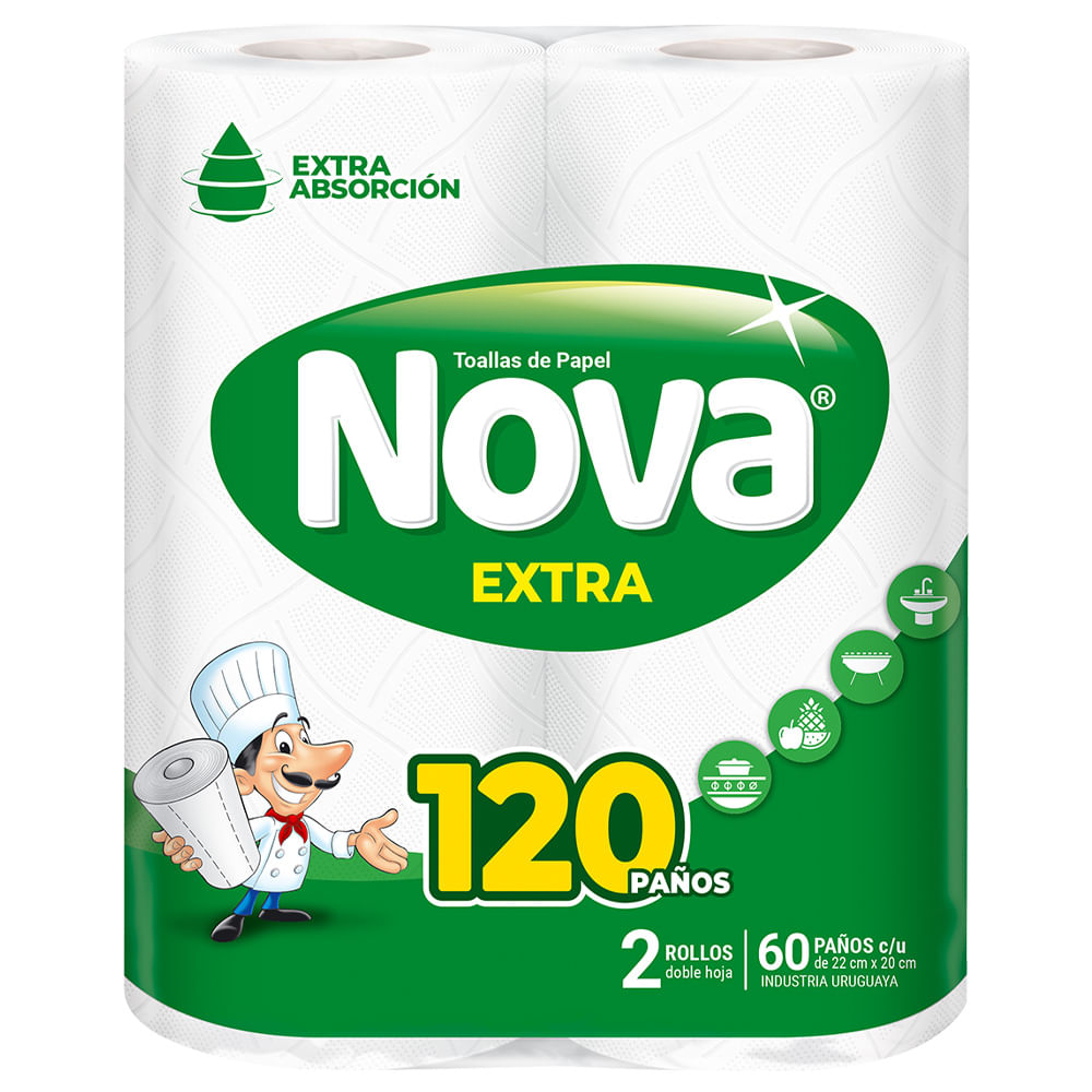 TOALLAS PAPEL P/COCINA NOVA EXTRA 120P. X 2UN.