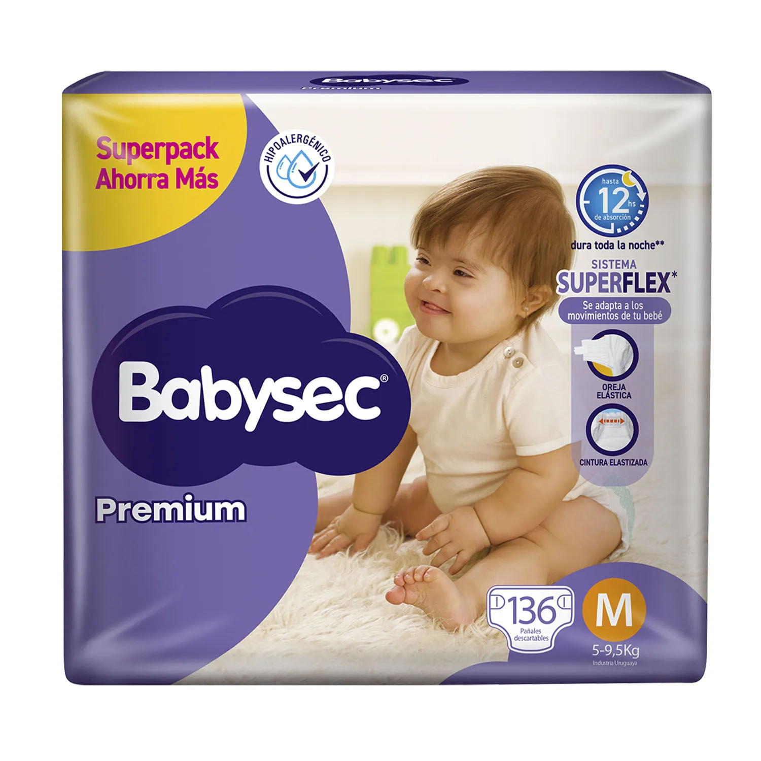 7730219048465 PAÑAL BABYSEC PREMIUM SUPER JUMBO MED. 136 UN. (4846)