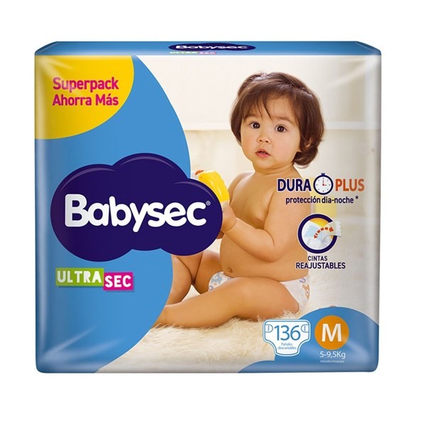 PAÑAL BABYSEC ULTRA SUPER JUMBO MED 136 UN. (5737)