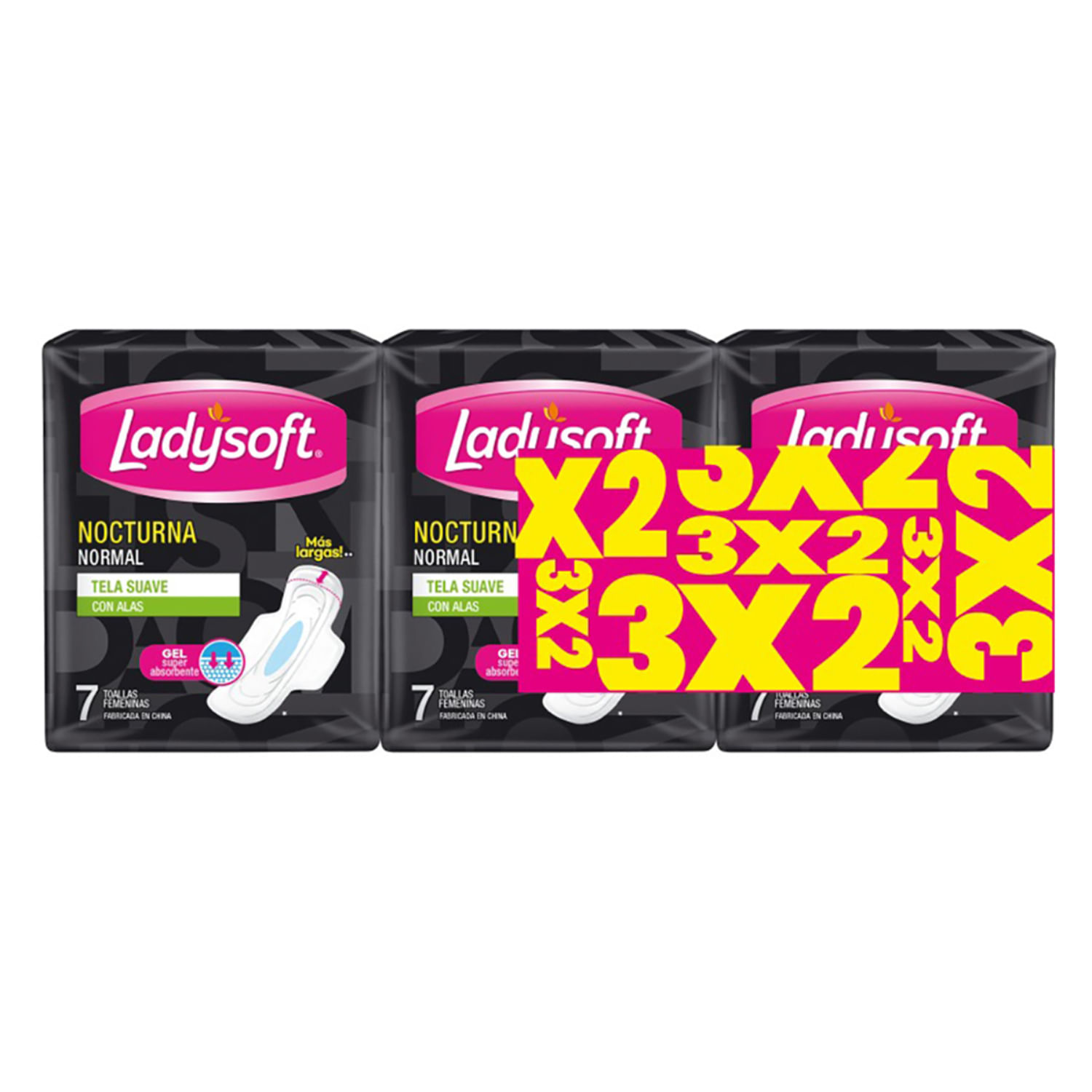 7730219098545 TOALLAS HIG. LADYSOFT NOCTURNA NORMAL C/ALAS 7 UN. 3 X 2