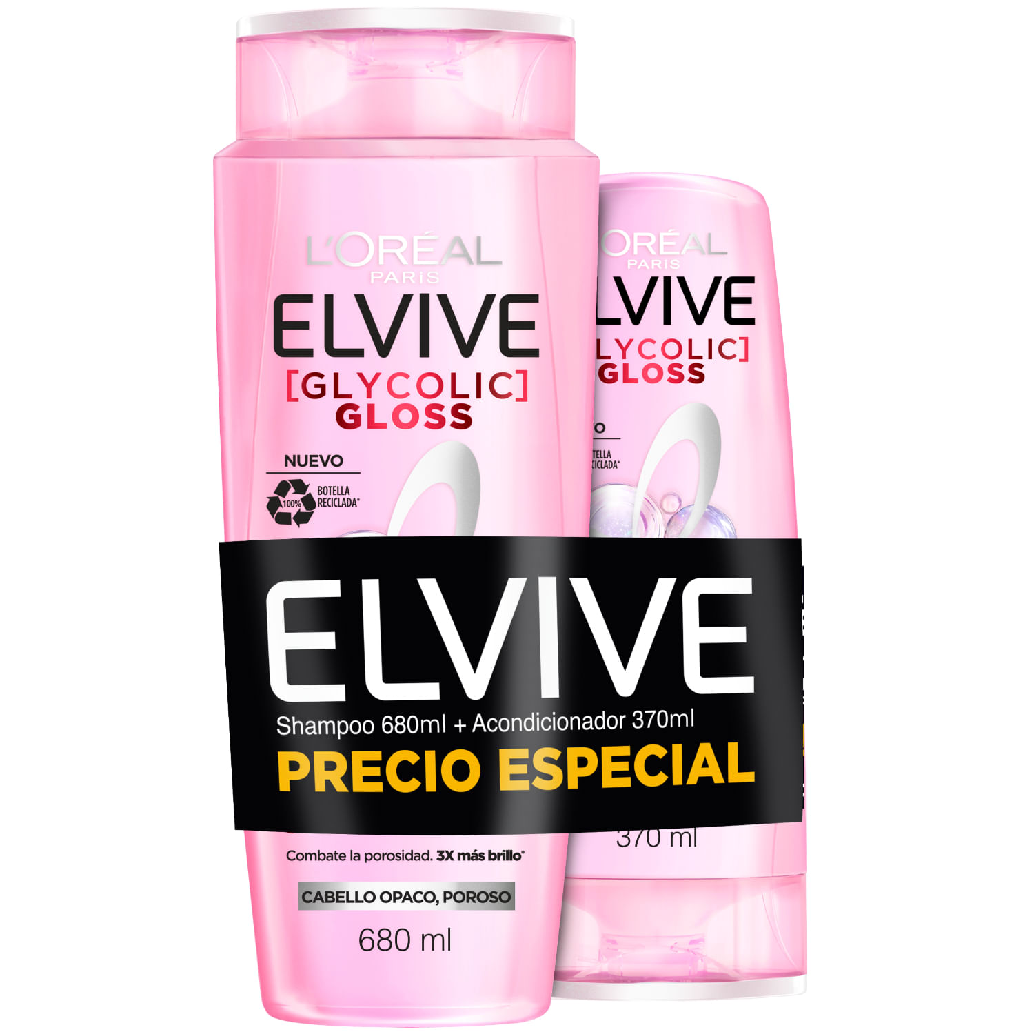 SHAMPOO ELVIVE 680 ML. + ACOND. 370 ML. GLYCOLIC-GLOSS (ZUY01842)