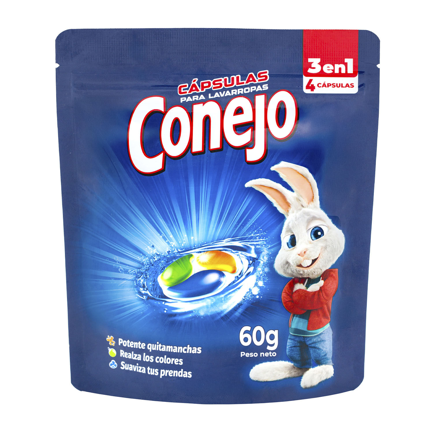 7730377014968 JABON LIQ. CONEJO CAPSULAS 3 EN 1 D.PACK 4 UN. 60 GRS. (6898)