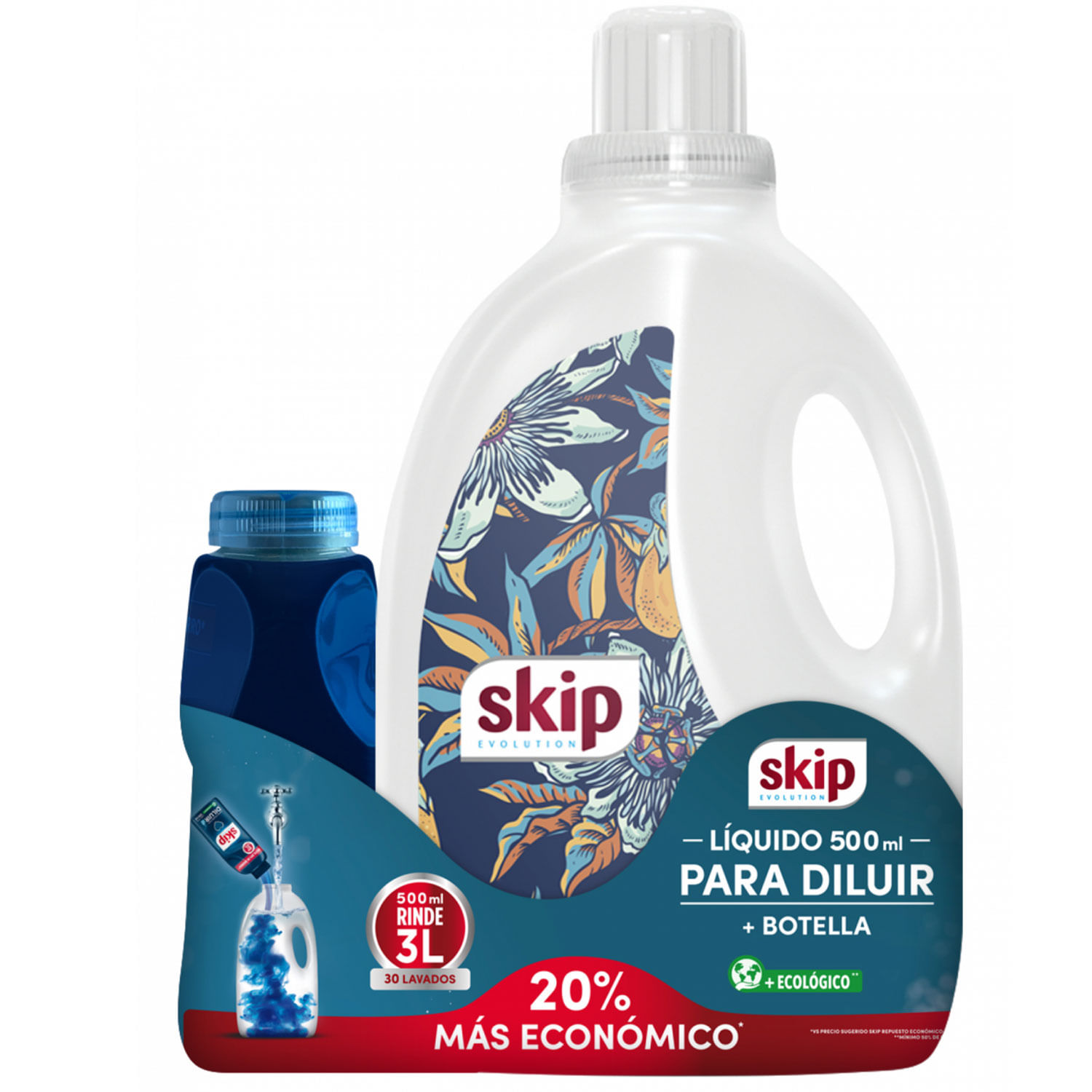 7730755002044 JABON LIQ. SKIP EVOLUTION P/DILUIR 500 ML. + BOTELLA (683419