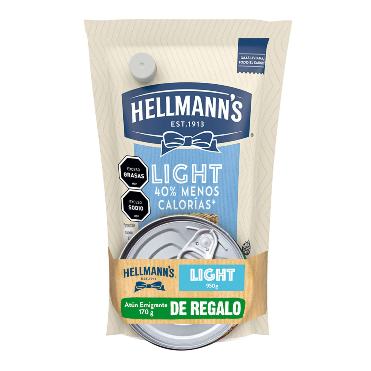 7730755002860 MAYONESA HELLMANN´S LIGHT 950 GRS. D.PACK + ATUN (62752079)