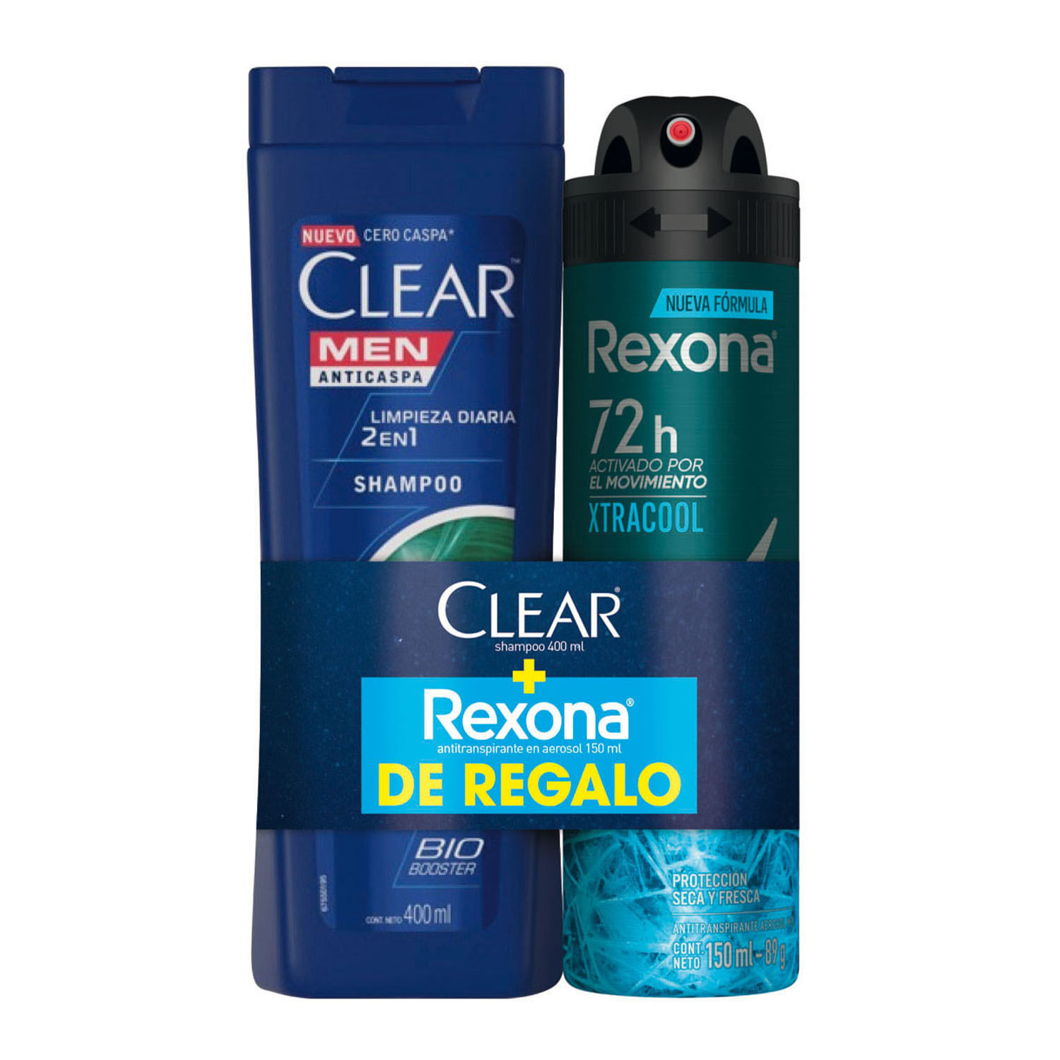 7730755003300 SHAMPOO CLEAR MEN 2 EN 1 400 ML.+ REXONA AER. 150 ML. (64777