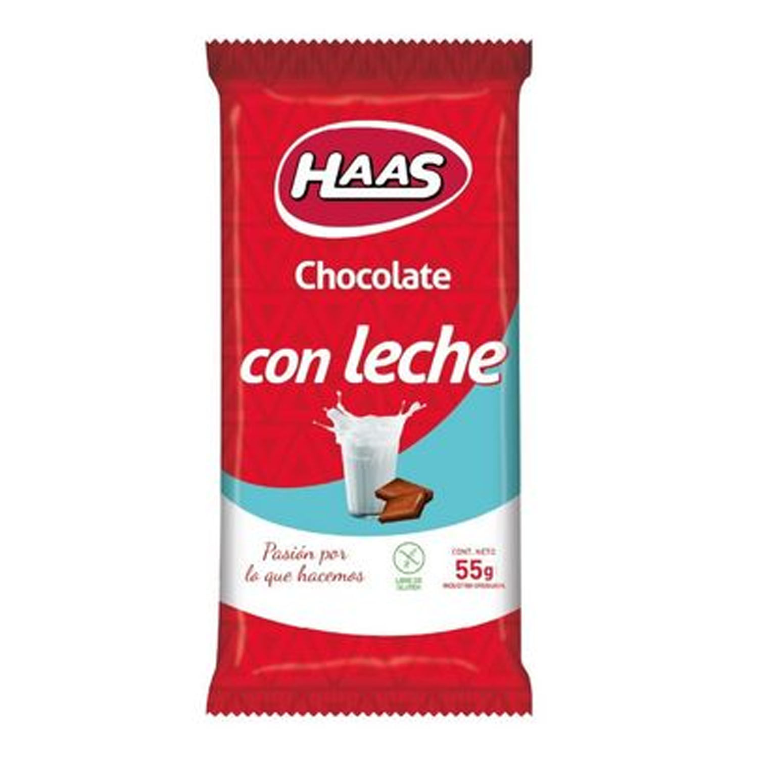 7730903753095 CHOCOLATE HAAS S/GLUTEN 55 GRS. LECHE (70315)