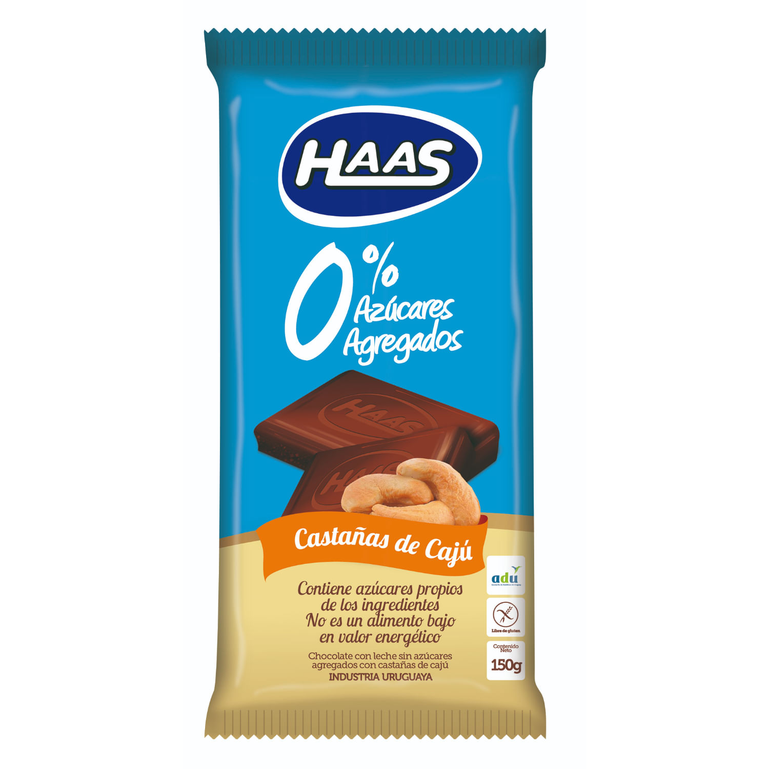 CHOCOLATE HAAS 0% AZUCAR 150 GRS. CASTAÑA CAJU (70337)