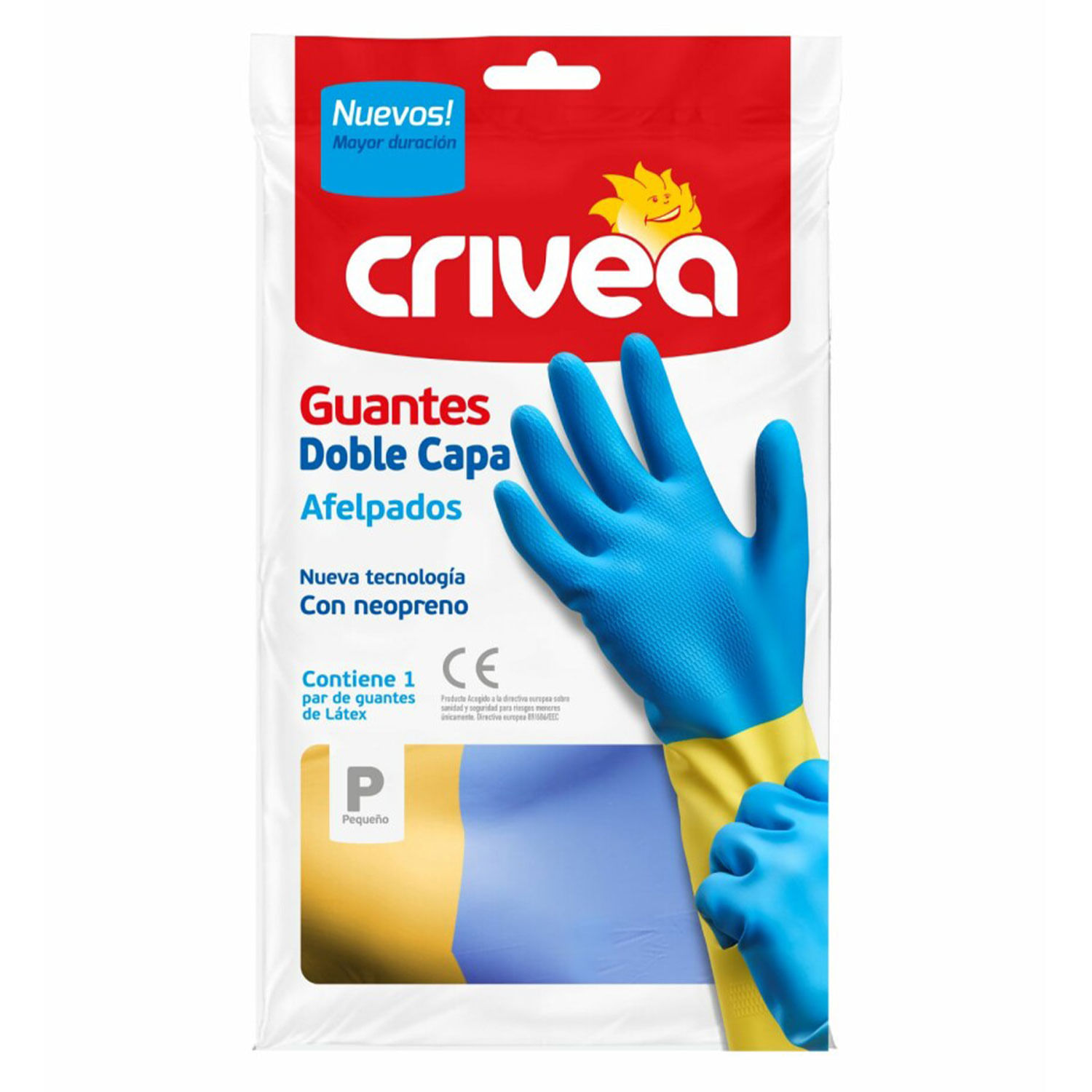 GUANTE DE GOMA CRIVEA BICOLOR AFELPADO PEQUEÑO (0481)