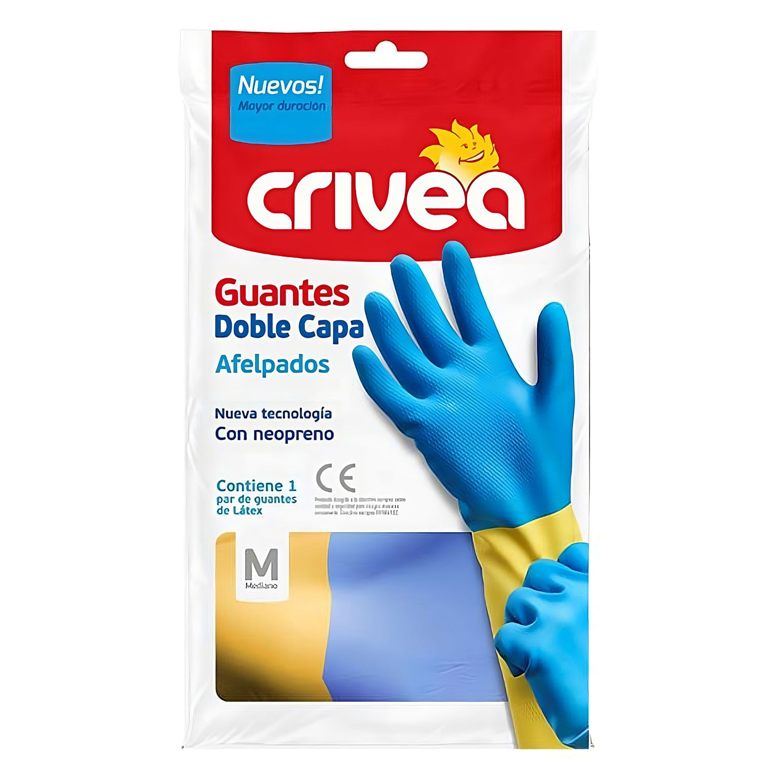 7730905762491 GUANTE DE GOMA CRIVEA BICOLOR AFELPADO MEDIANO (0482)