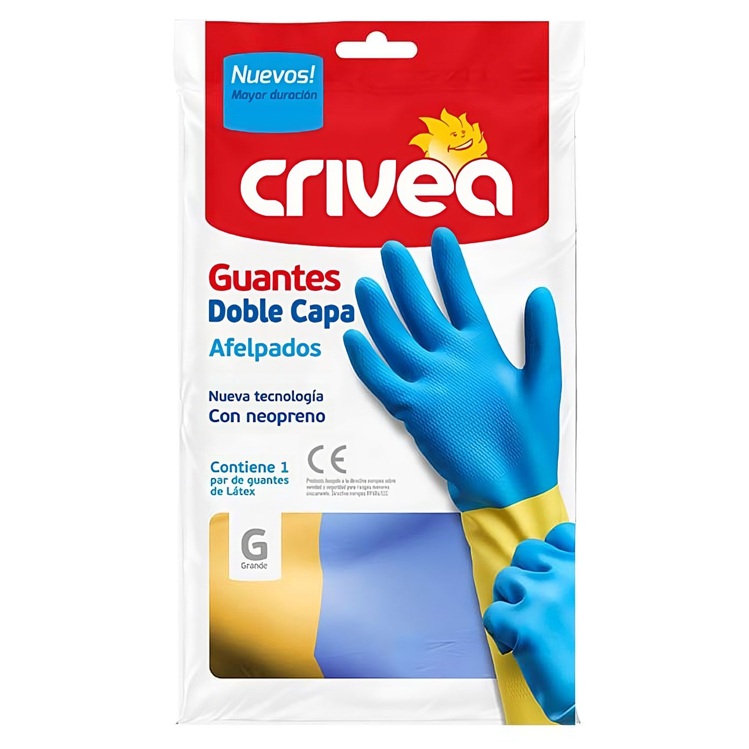 7730905762507 GUANTE DE GOMA CRIVEA BICOLOR AFELPADO GRANDE (0483)