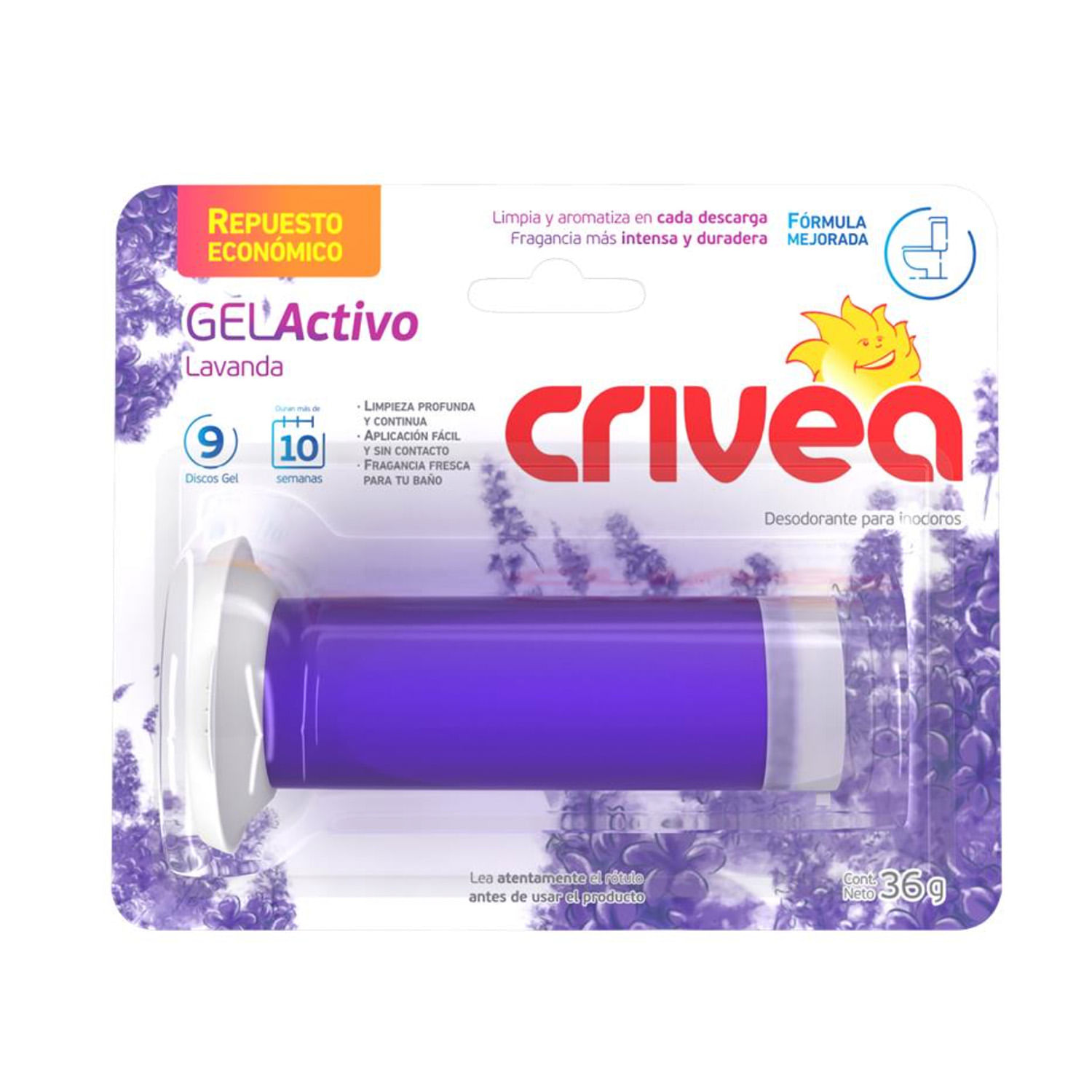 7730905762781 D. AMB. CRIVEA P/INOD. GEL ACTIVO REP. 32 GRS. LAVANDA(0096)