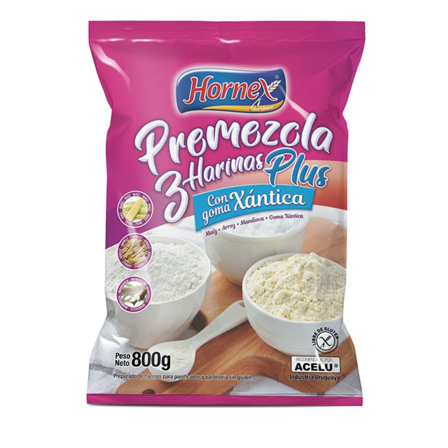 TRES HARINAS S/GLUTEN HORNEX PLUS 800 GRS. (1771)