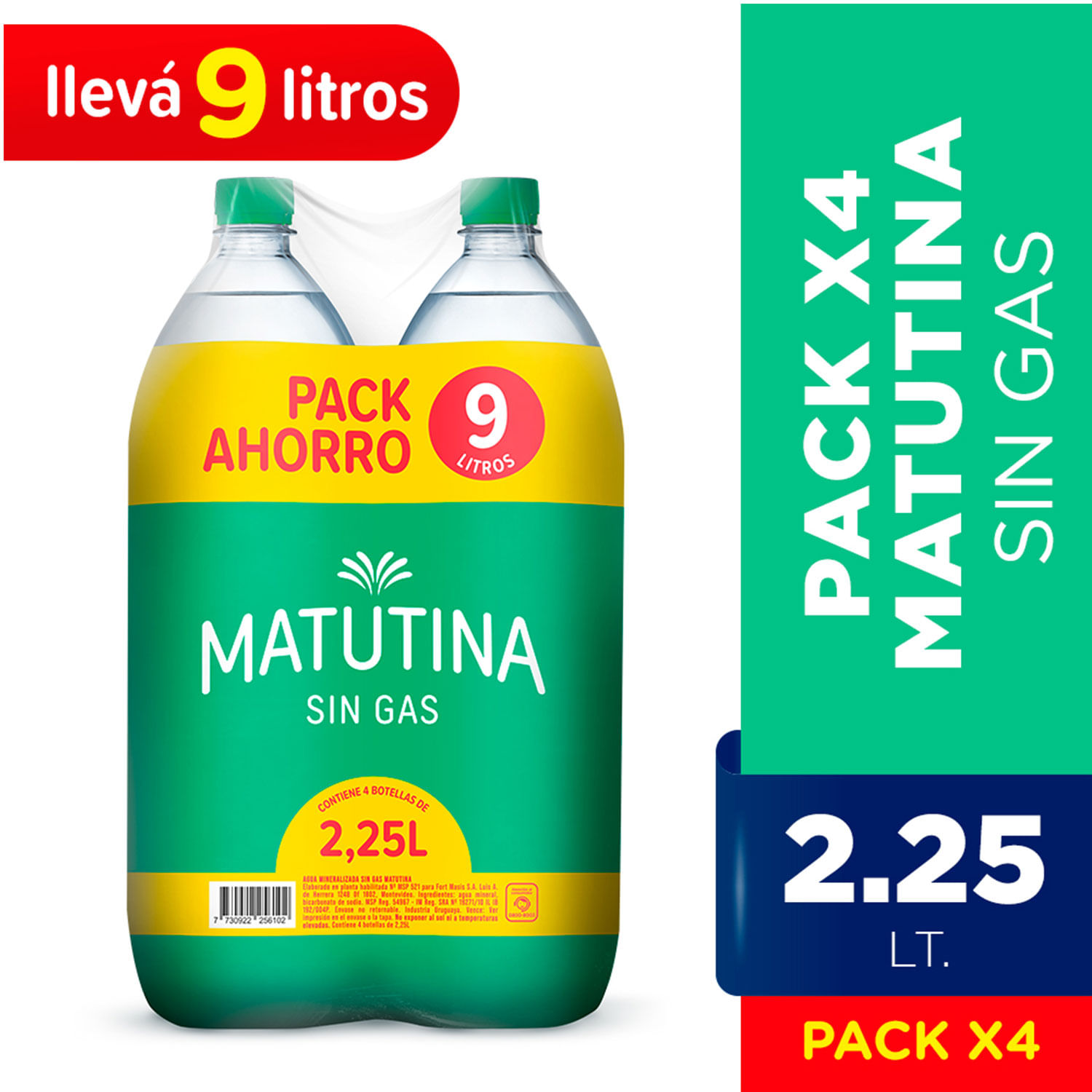 7730922256102 AGUA MATUTINA S/GAS 2 1/4 LT. PACK 4 UN. (3011)
