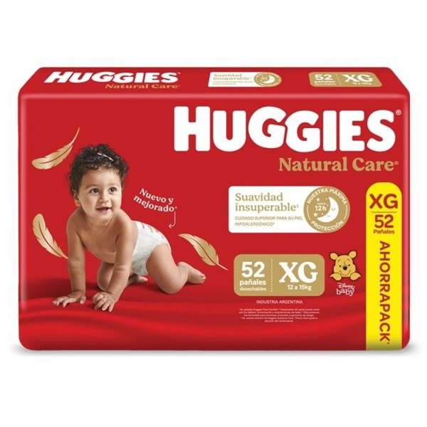 7736550004542 PAÑAL HUGGIES SUP. CARE XG. 60 UN. UNISEX + TOALLITAS