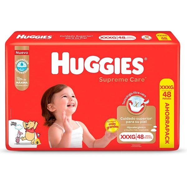 7736550004566 PAÑAL HUGGIES NATURAL CARE XXXG 48 UN. UNISEX + TOALLITAS