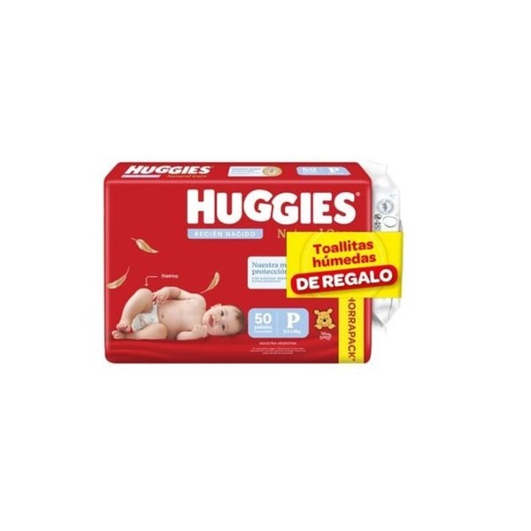 7736550004597 PAÑAL HUGGIES NATURAL CARE P 50 UN. UNISEX + TOALLITAS (64917833)
