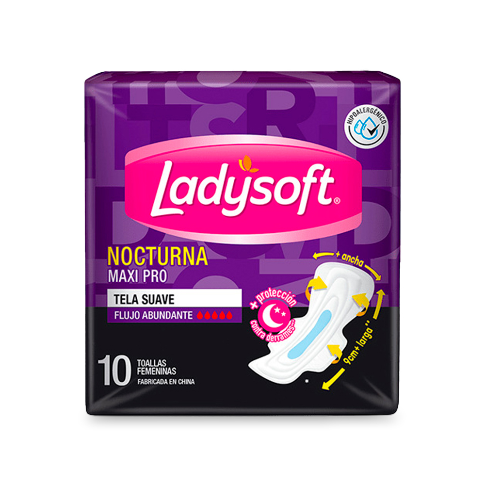 7759185010542 TOALLAS HIG. LADYSOFT NOCTURNA MAXI PRO T/SUAVE C/ALAS 10 UN. (9944)