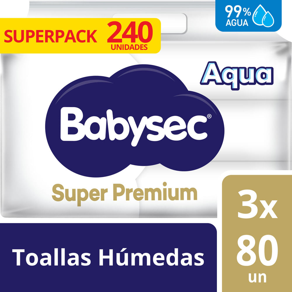 7759185011242 TOALLAS HUMEDAS BABYSEC S.PREMIUM 99% AGUA S/PERF. 240 UN. (9924)