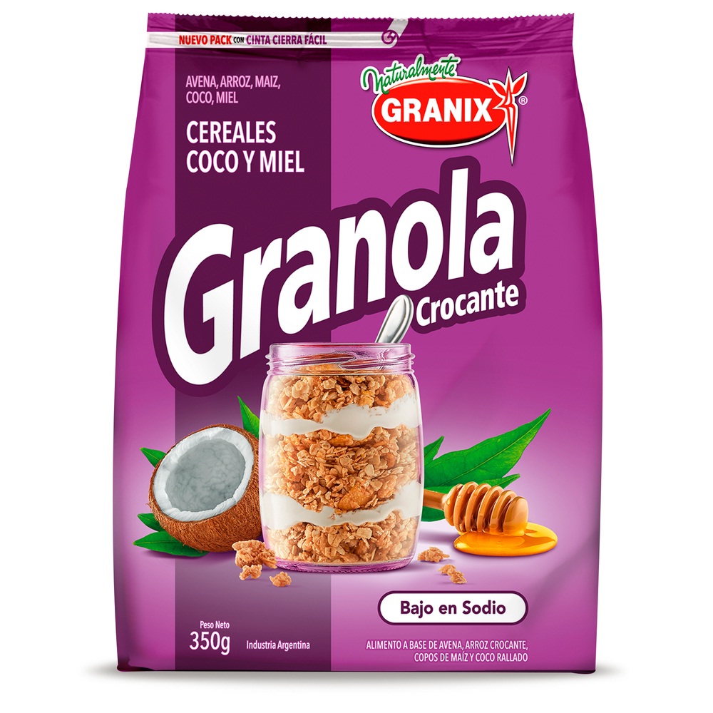 7790045826637 GRANOLA GRANIX CROCANTE C/COCO Y MIEL 350 GRS. (75850)