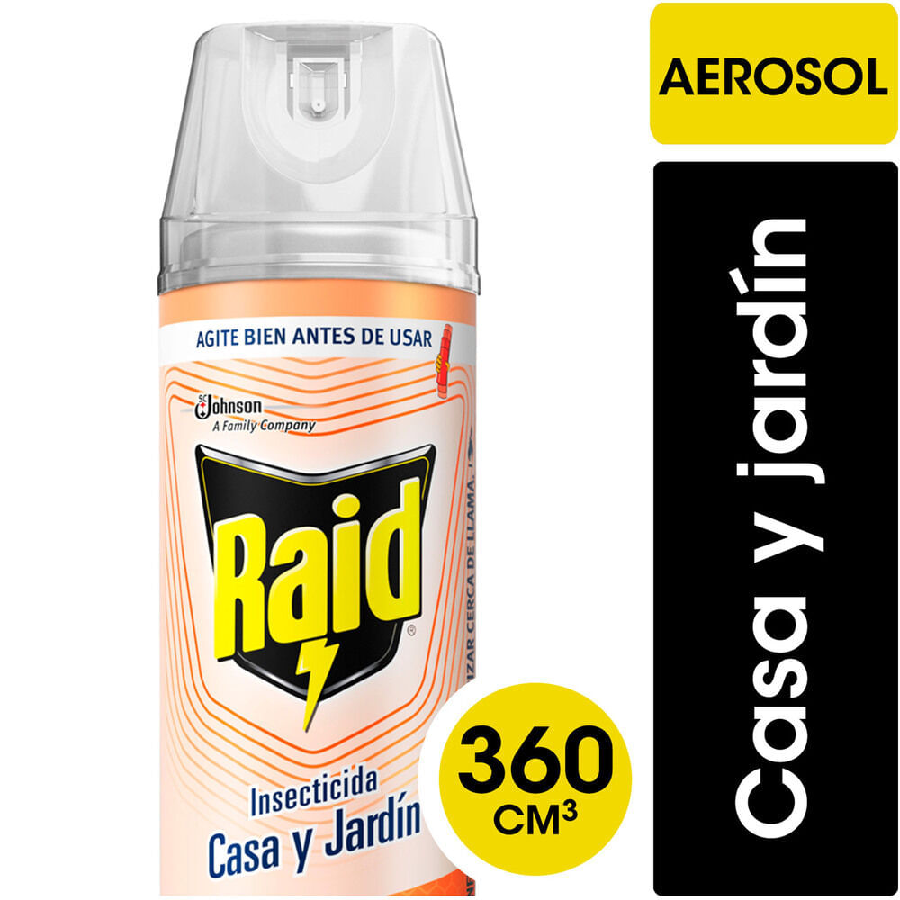 7790520992055 INSECTICIDA RAID AER. 360 CC. CASA Y JARDIN EF. Y SEGURA