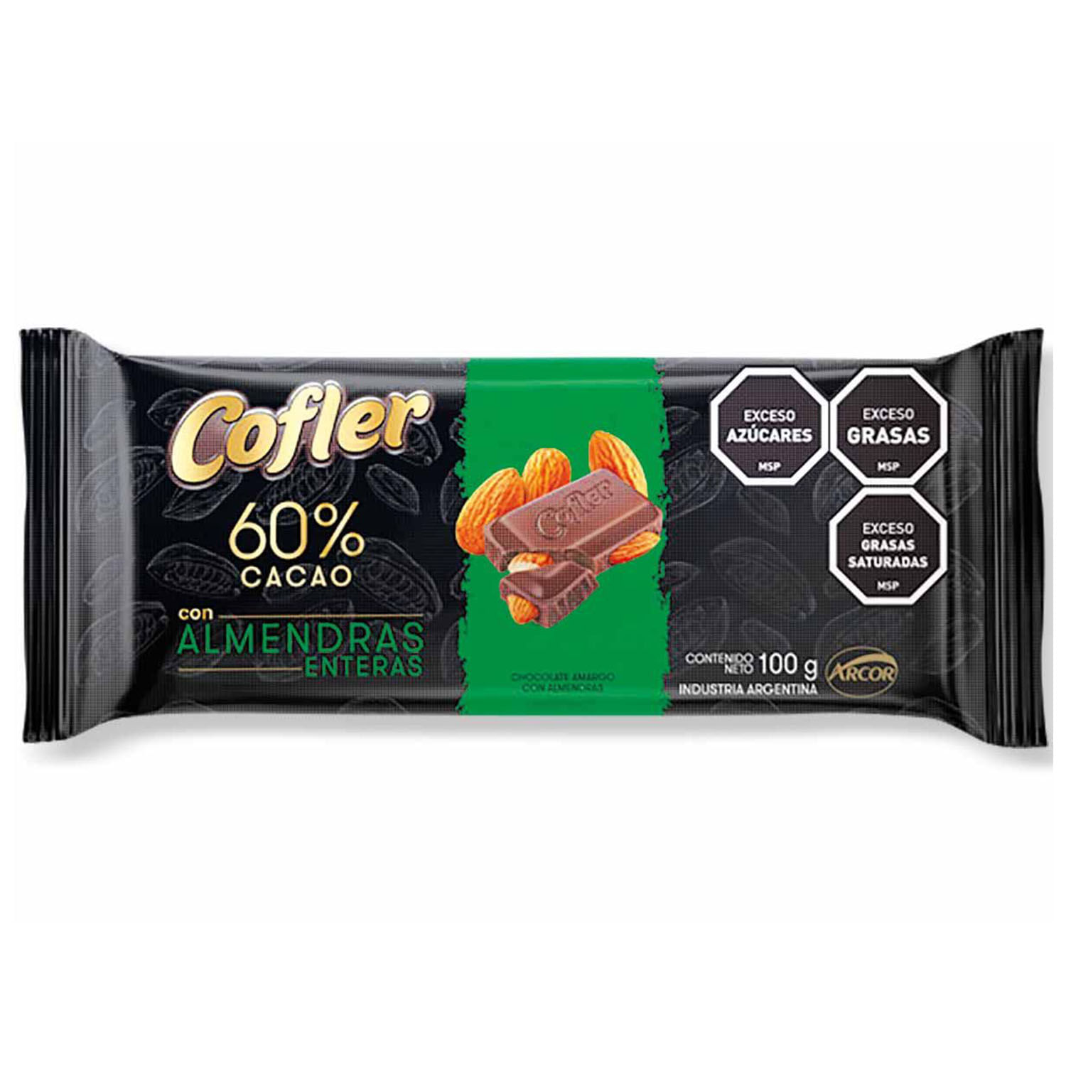 7790580143862 CHOCOLATE ARCOR COFLER 60% CACAO 100 GRS. C/ALMENDRAS