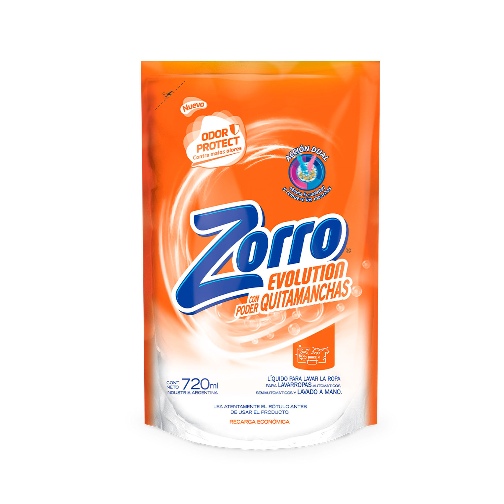 JABON LIQ. ZORRO MATIC EVOLUTION QUITAMANCHAS DP. 800 ML. (47001)