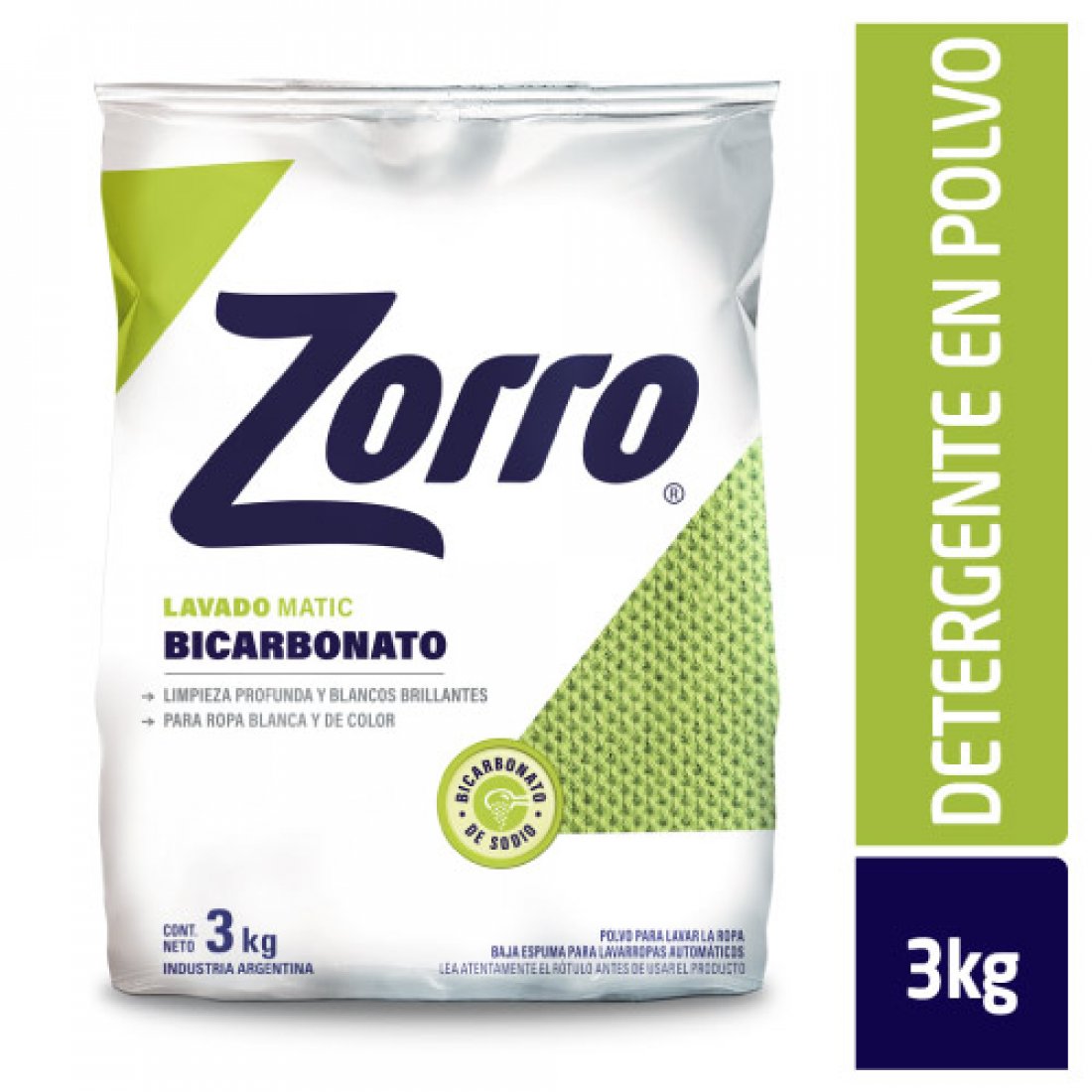 JAB. POLVO EL ZORRO MATIC DP. 3 KG. C/BICARBONATO (47012)
