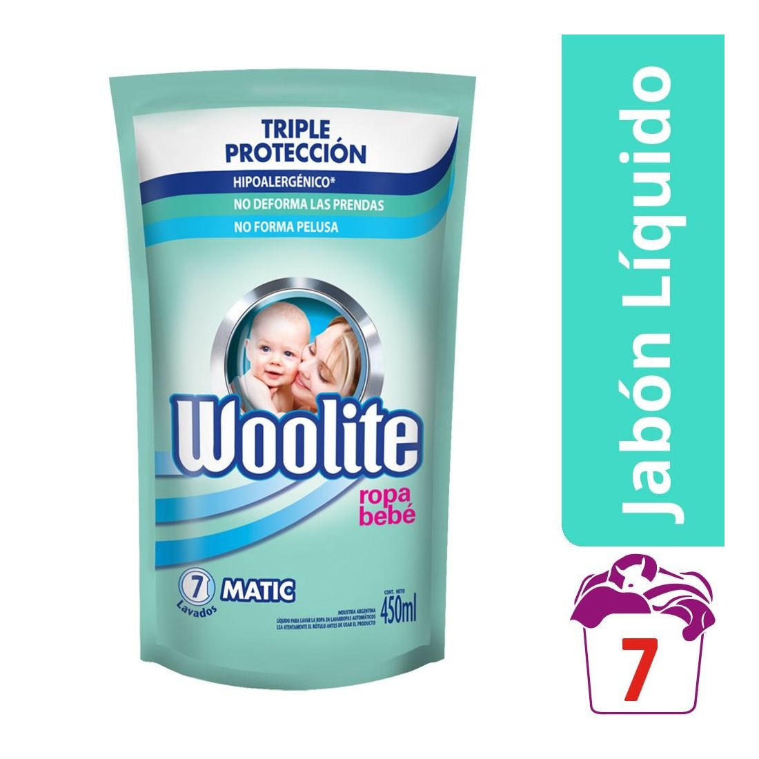 7791130001649 JABON LIQ. WOOLITE P/MAQ. DP 450 ML. BEBE (7476)