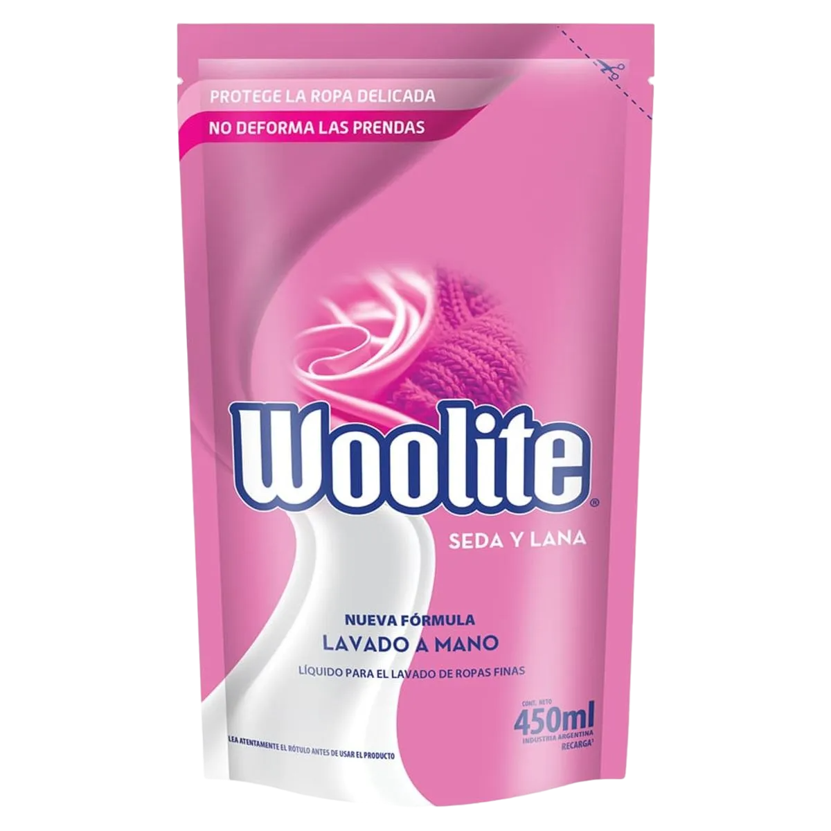 7791130962414 JABON LIQ. WOOLITE LAV A MANO D.PACK 450 ML. SEDA Y LANA