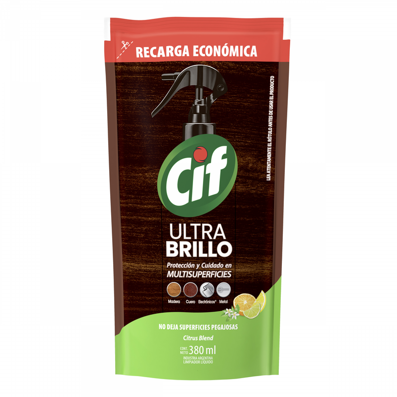 7791290792784 LIMPIADOR CIF ULTRA BRILLO MULTISUP D.PACK 380 ML. E.CITRICA