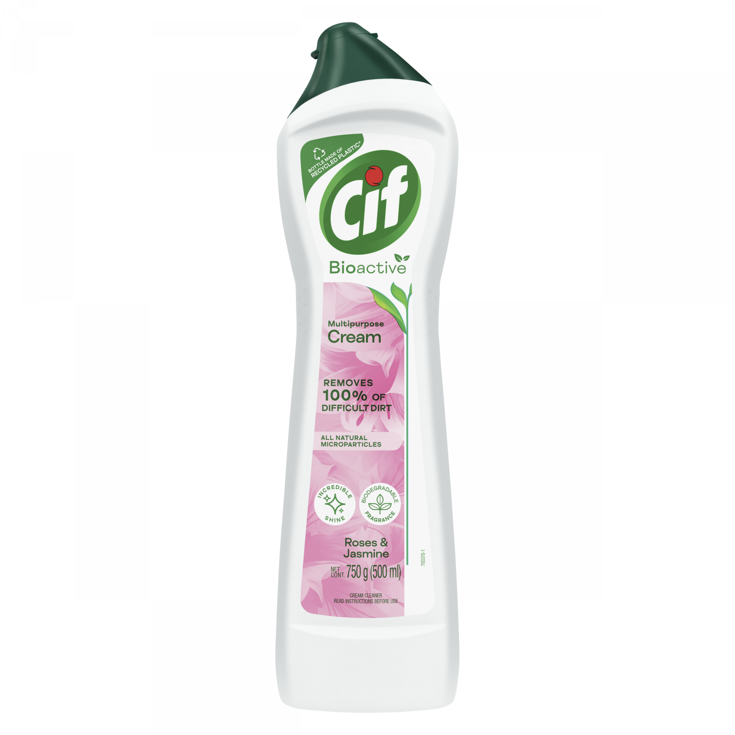 7791290793378 LIMPIADOR CIF CREMOSO BIOACTIVE 750 GRS. ROSA Y JAZMIN