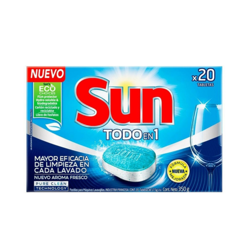 TABLETA P/LAVAVAJILLA SUN TODO EN 1 X 20 UN. (69714429)