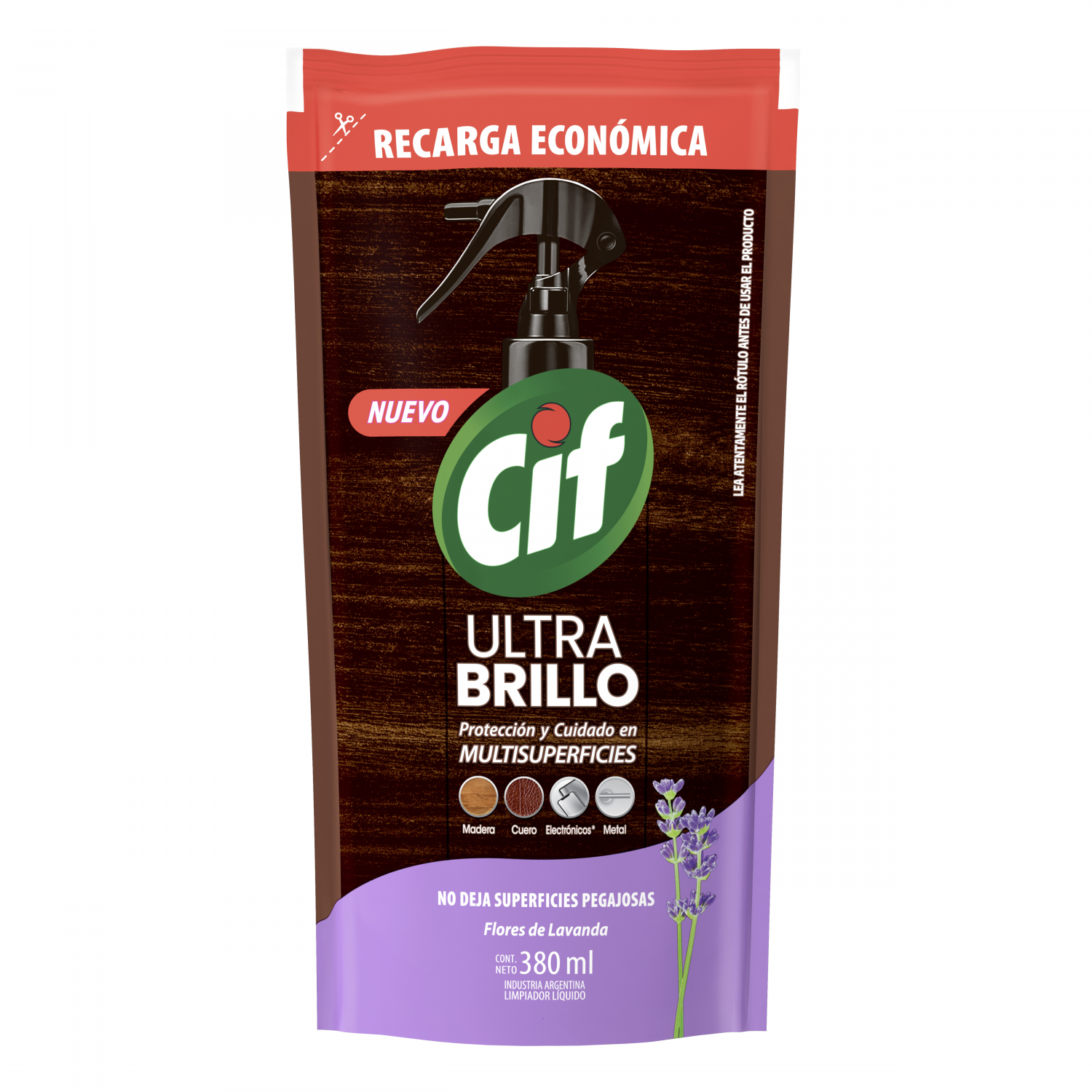 LIMPIADOR CIF ULTRABRILLO MULTISUP D.P 380 ML. FLOR. DE LAV.