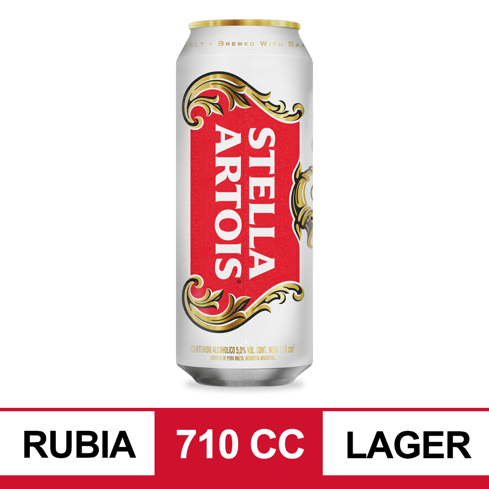 CERVEZA STELLA ARTOIS LAGER LATA 710 ML. PACK X 4