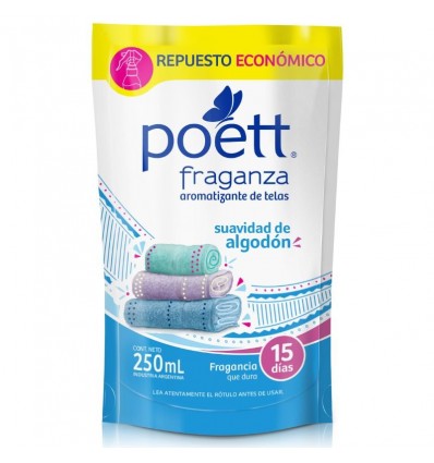 7793253003289 PERFUMADOR P/TELAS POETT FRAGANZA DP. 250 ML. S. ALGODON