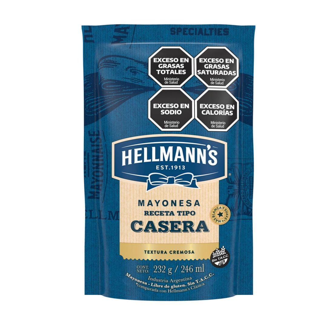 7794000005150 MAYONESA HELLMANN´S R.CASERA S/TACC 232 GRS. D.PACK