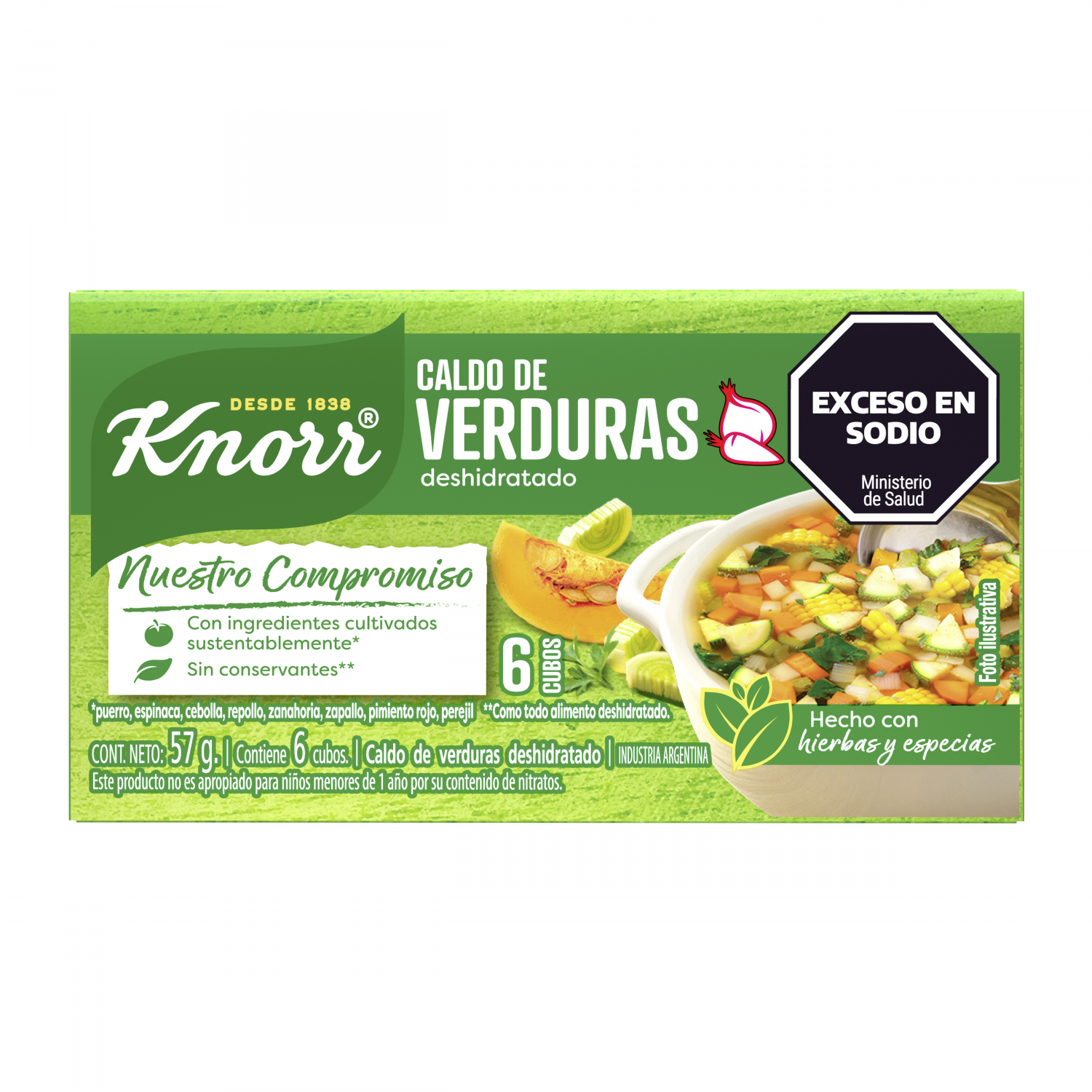 7794000008595 CALDOS KNORR TRIPLE (6 CUBITOS) VERDURAS CON VEGETALES