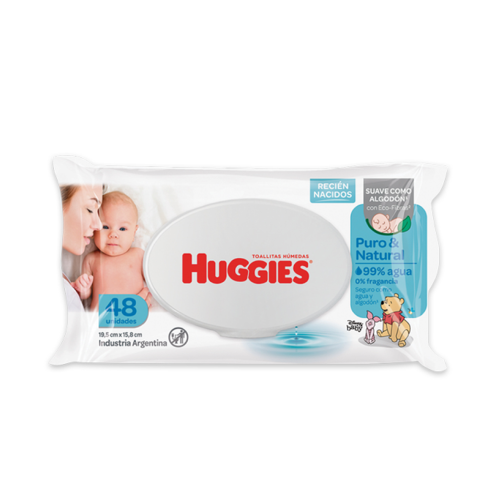 7794626011092 TOALLAS HUMEDAS HUGGIES PURO Y NATURAL 48 UN. (69967349)