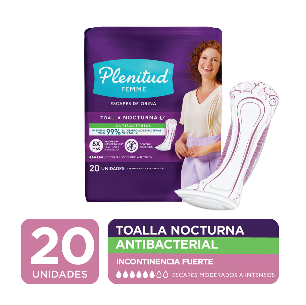 TOALLAS HIGIENICAS PLENITUD FEMME TOALLA NOCTURNA 20 UN.