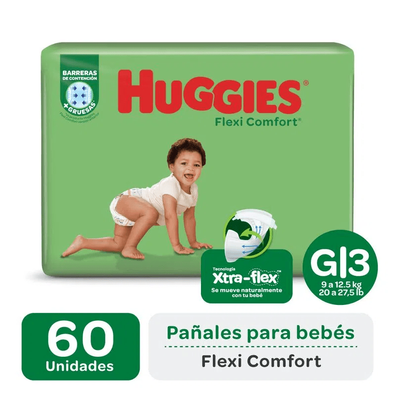 PAÑAL HUGGIES FLEXI COMFORT GDE. 60 UN. (69728112)