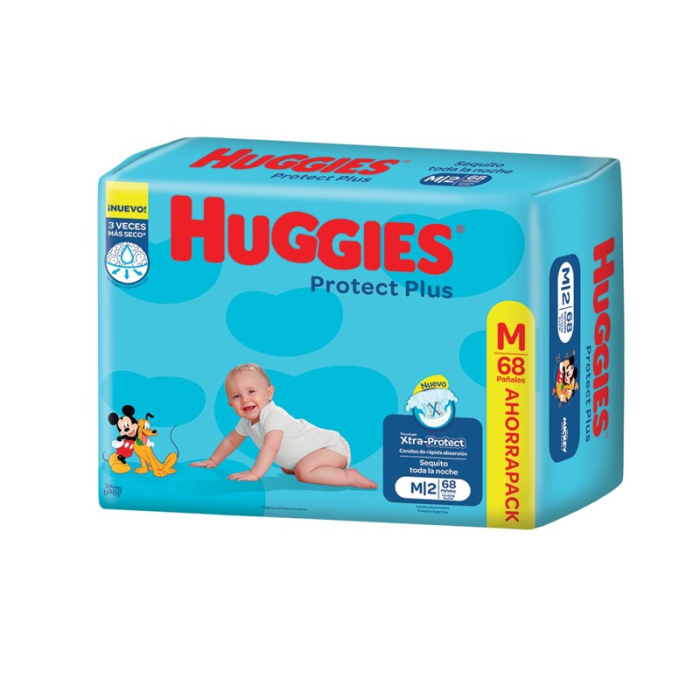 7794626013539 PAÑAL HUGGIES PROTECT PLUS M 68 UN. AHORRAPACK (69999469)