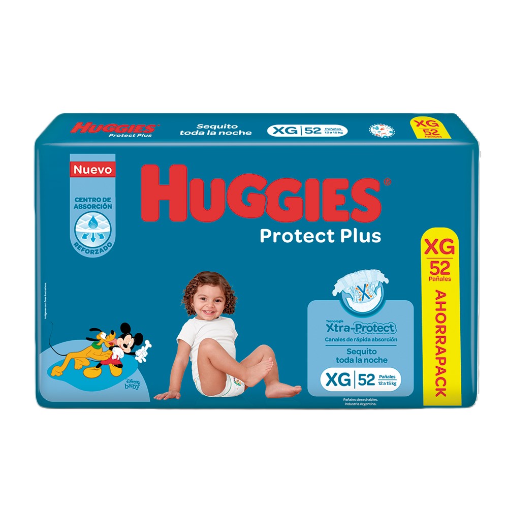 7794626013553 PAÑAL HUGGIES PROTECT PLUS XG 52 UN. AHORRAPACK (62674125)