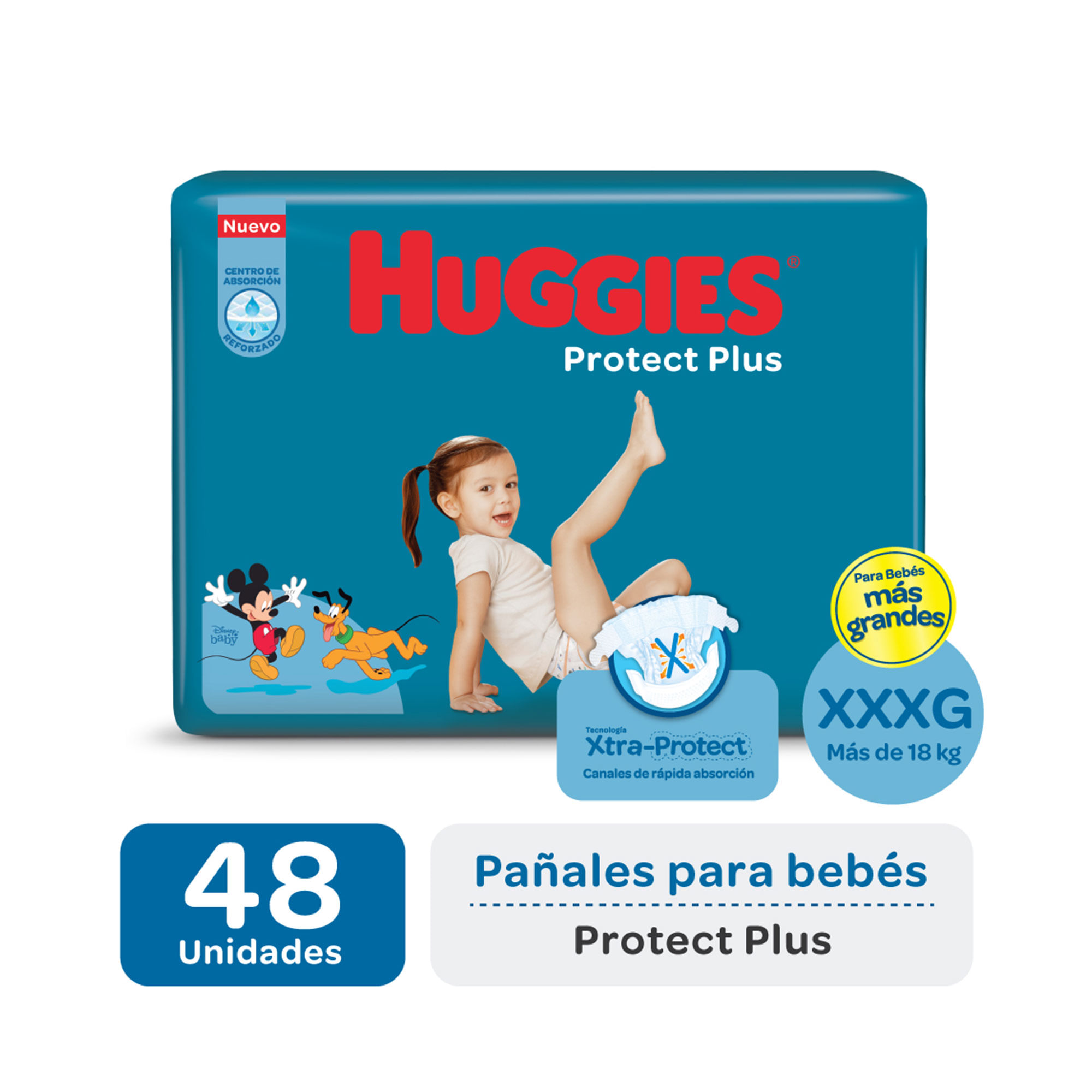 7794626013607 PAÑAL HUGGIES PROTECT PLUS XXXG 48 UN. AHORRAPACK