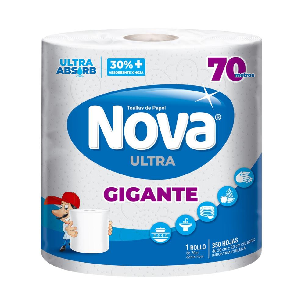 TOALLAS PAPEL P/COCINA NOVA ULTRA GIGANTE 70 M. 350 H/20X20 CM. (1339)