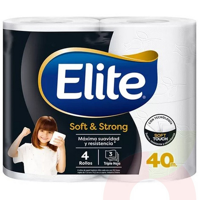 7806500512318 PAPEL HIGIENICO ELITE SOFT & STRONG TRIPLE HOJA 4 UN. 40 M. (1115)